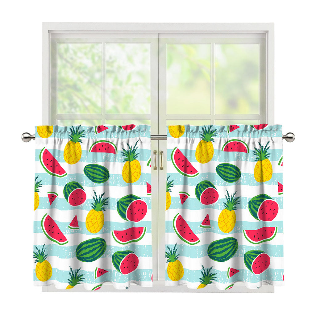 Cute Pineapple Watermelon Pattern Print Tier Curtains