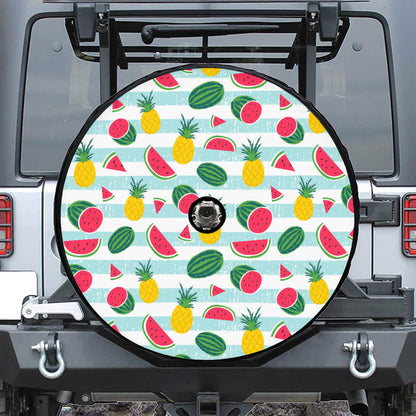 Cute Pineapple Watermelon Pattern Print Tire Cover With Camera Hole