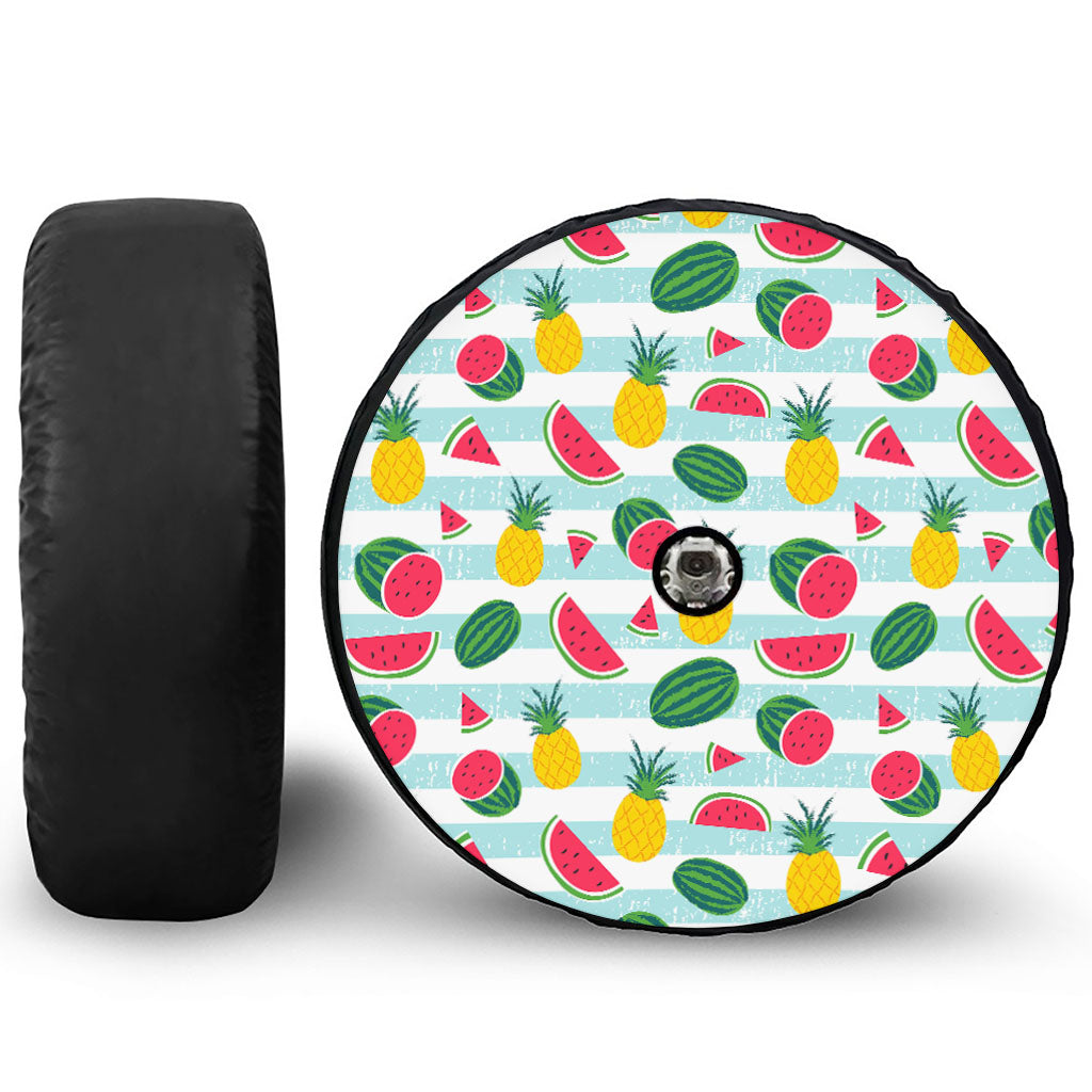 Cute Pineapple Watermelon Pattern Print Tire Cover With Camera Hole