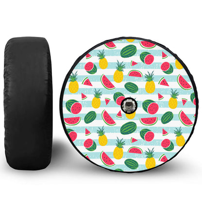 Cute Pineapple Watermelon Pattern Print Tire Cover With Camera Hole