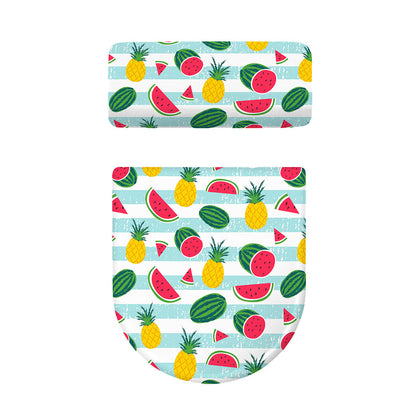 Cute Pineapple Watermelon Pattern Print Toilet Lid And Tank Cover Set