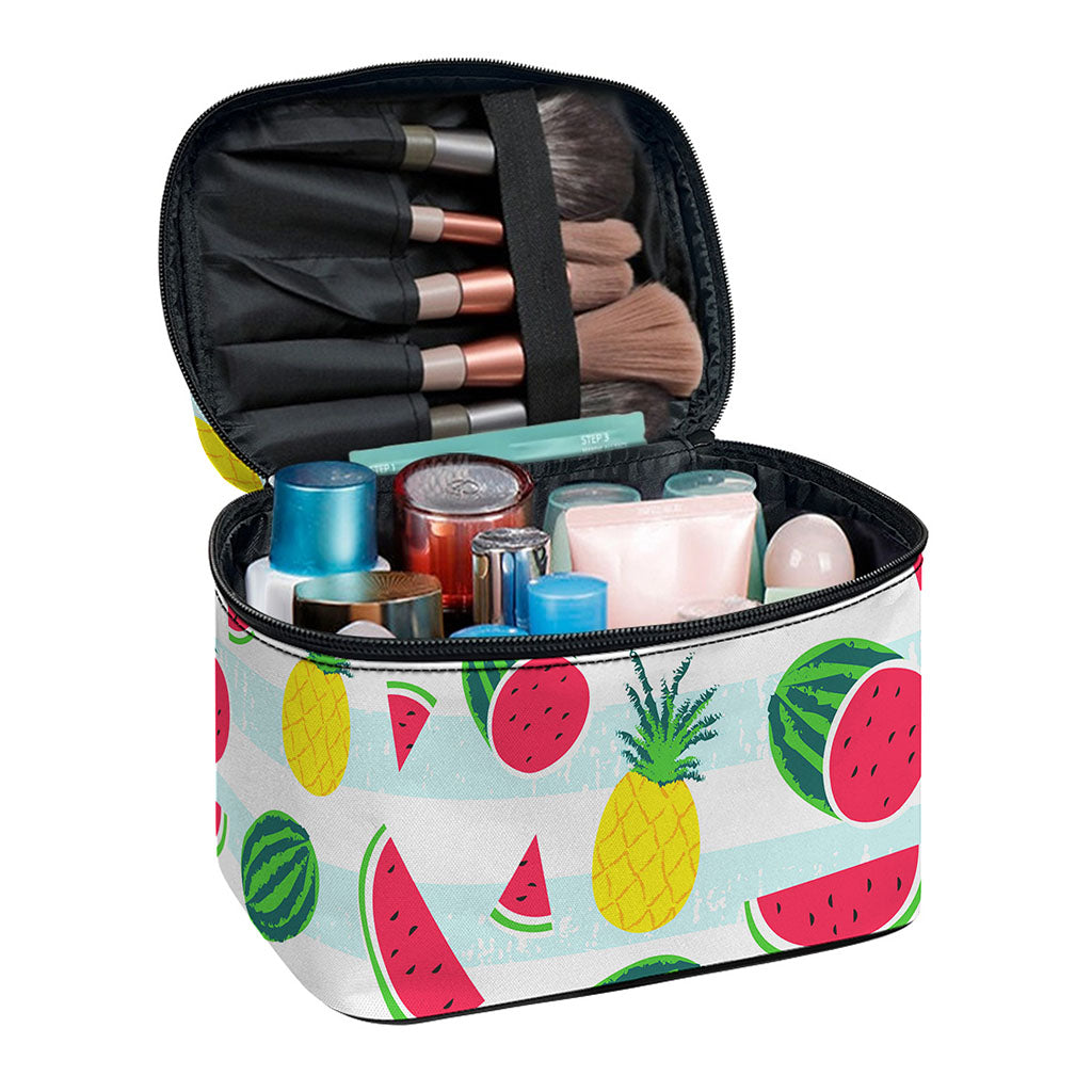 Cute Pineapple Watermelon Pattern Print Travel Makeup Bag