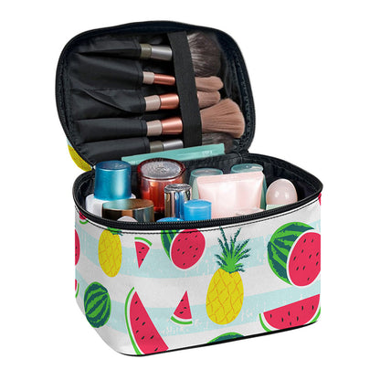 Cute Pineapple Watermelon Pattern Print Travel Makeup Bag