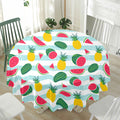 Cute Pineapple Watermelon Pattern Print Waterproof Round Tablecloth