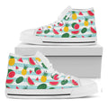Cute Pineapple Watermelon Pattern Print White High Top Sneakers