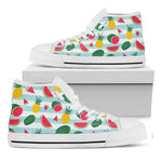 Cute Pineapple Watermelon Pattern Print White High Top Sneakers