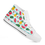 Cute Pineapple Watermelon Pattern Print White High Top Sneakers