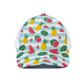 Cute Pineapple Watermelon Pattern Print White Mesh Trucker Hat