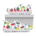 Cute Pineapple Watermelon Pattern Print White Running Shoes