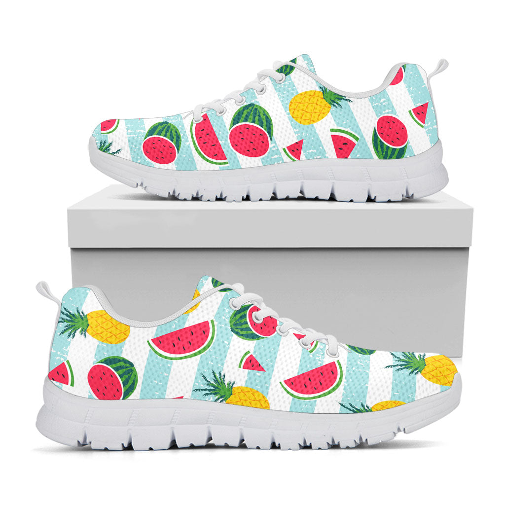 Cute Pineapple Watermelon Pattern Print White Running Shoes