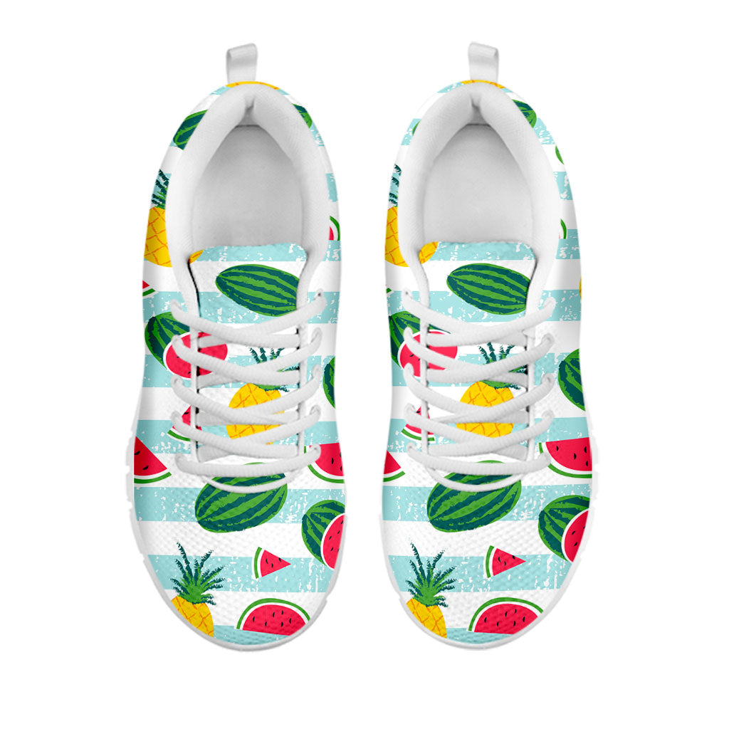 Cute Pineapple Watermelon Pattern Print White Running Shoes
