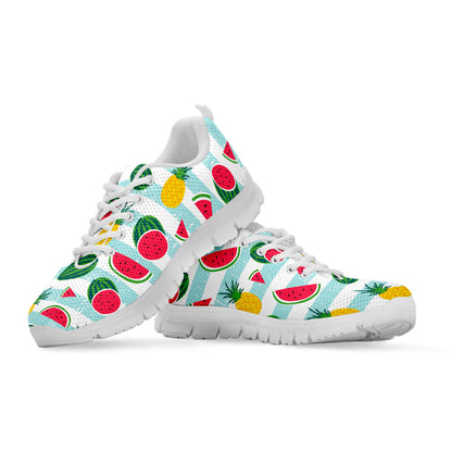 Cute Pineapple Watermelon Pattern Print White Running Shoes