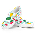 Cute Pineapple Watermelon Pattern Print White Slip On Sneakers