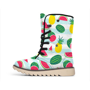 Cute Pineapple Watermelon Pattern Print Winter Boots