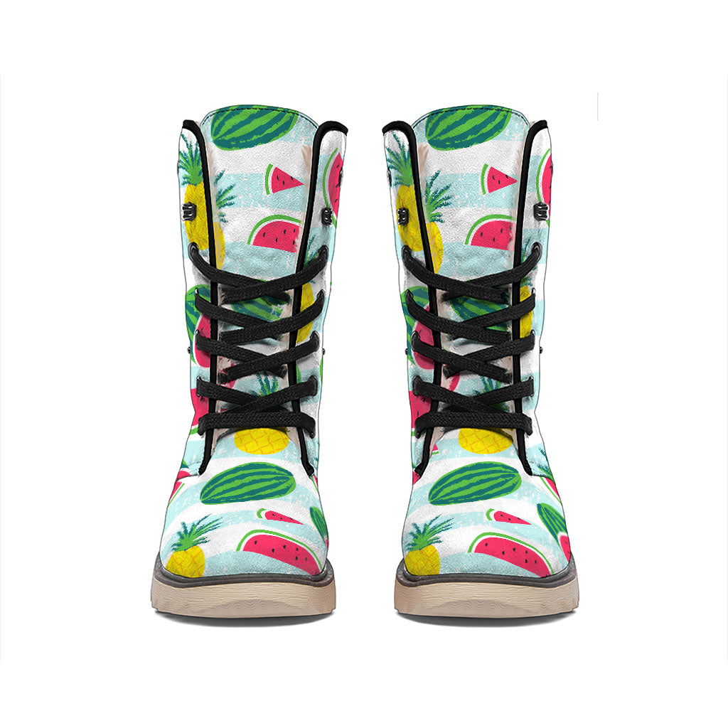 Cute Pineapple Watermelon Pattern Print Winter Boots