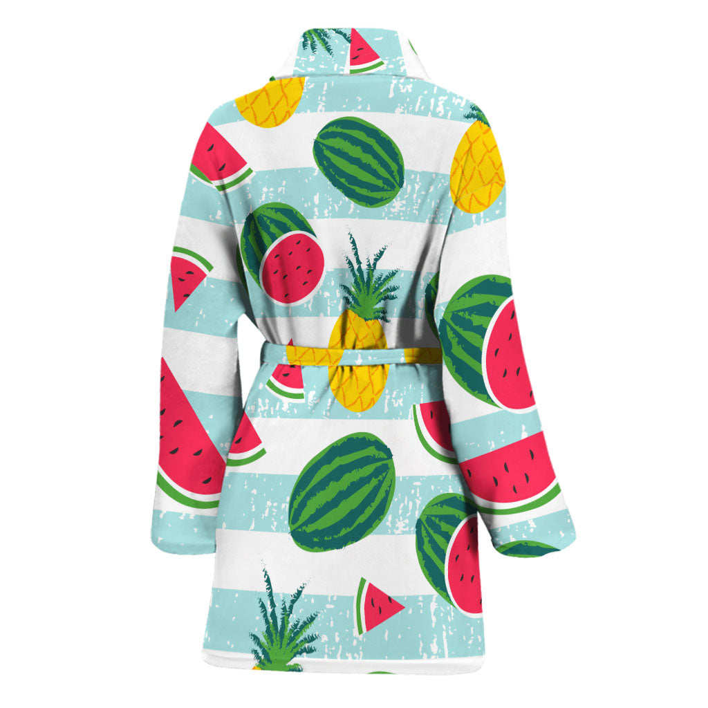Cute Pineapple Watermelon Pattern Print Women's Bathrobe