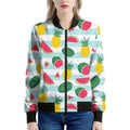Cute Pineapple Watermelon Pattern Print Women's Bomber Jacket