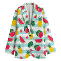 Cute Pineapple Watermelon Pattern Print Women's Cotton Blazer