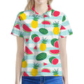 Cute Pineapple Watermelon Pattern Print Women's Polo Shirt