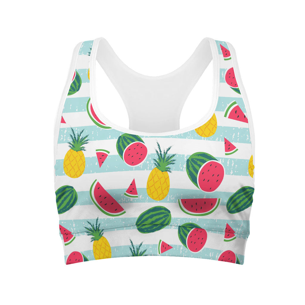 Cute Pineapple Watermelon Pattern Print Women's Sports Bra