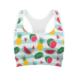 Cute Pineapple Watermelon Pattern Print Women's Sports Bra