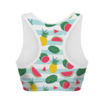 Cute Pineapple Watermelon Pattern Print Women's Sports Bra