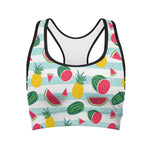 Cute Pineapple Watermelon Pattern Print Women's Sports Bra