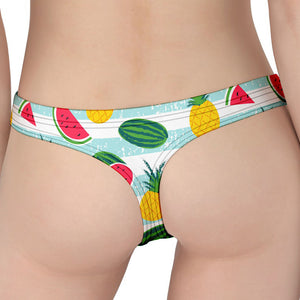 Cute Pineapple Watermelon Pattern Print Women's Thong