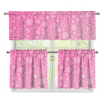 Cute Pink Breast Cancer Pattern Print 3 Piece Kitchen Curtains