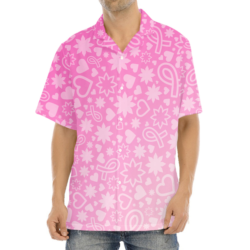 Cute Pink Breast Cancer Pattern Print Aloha Shirt
