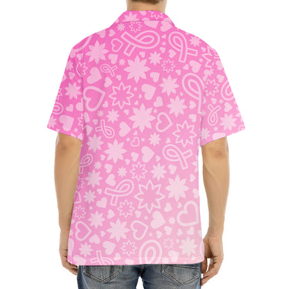 Cute Pink Breast Cancer Pattern Print Aloha Shirt