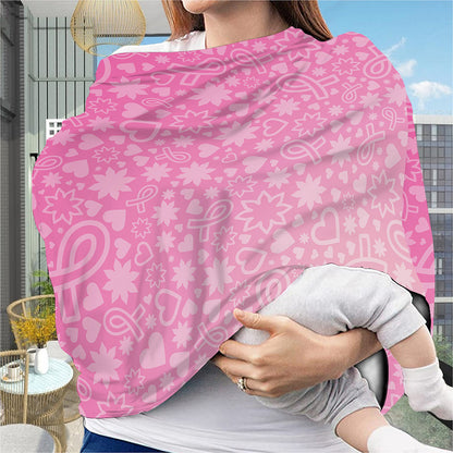 Cute Pink Breast Cancer Pattern Print Baby Seat Cover