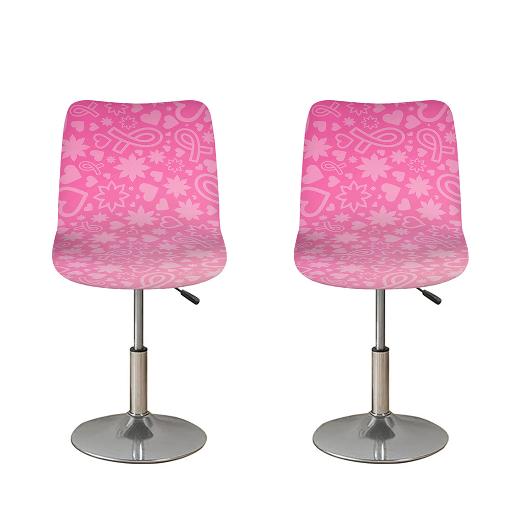 Cute Pink Breast Cancer Pattern Print Bar Stool Covers