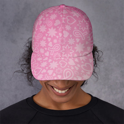 Cute Pink Breast Cancer Pattern Print Baseball Cap