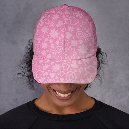 Cute Pink Breast Cancer Pattern Print Baseball Cap