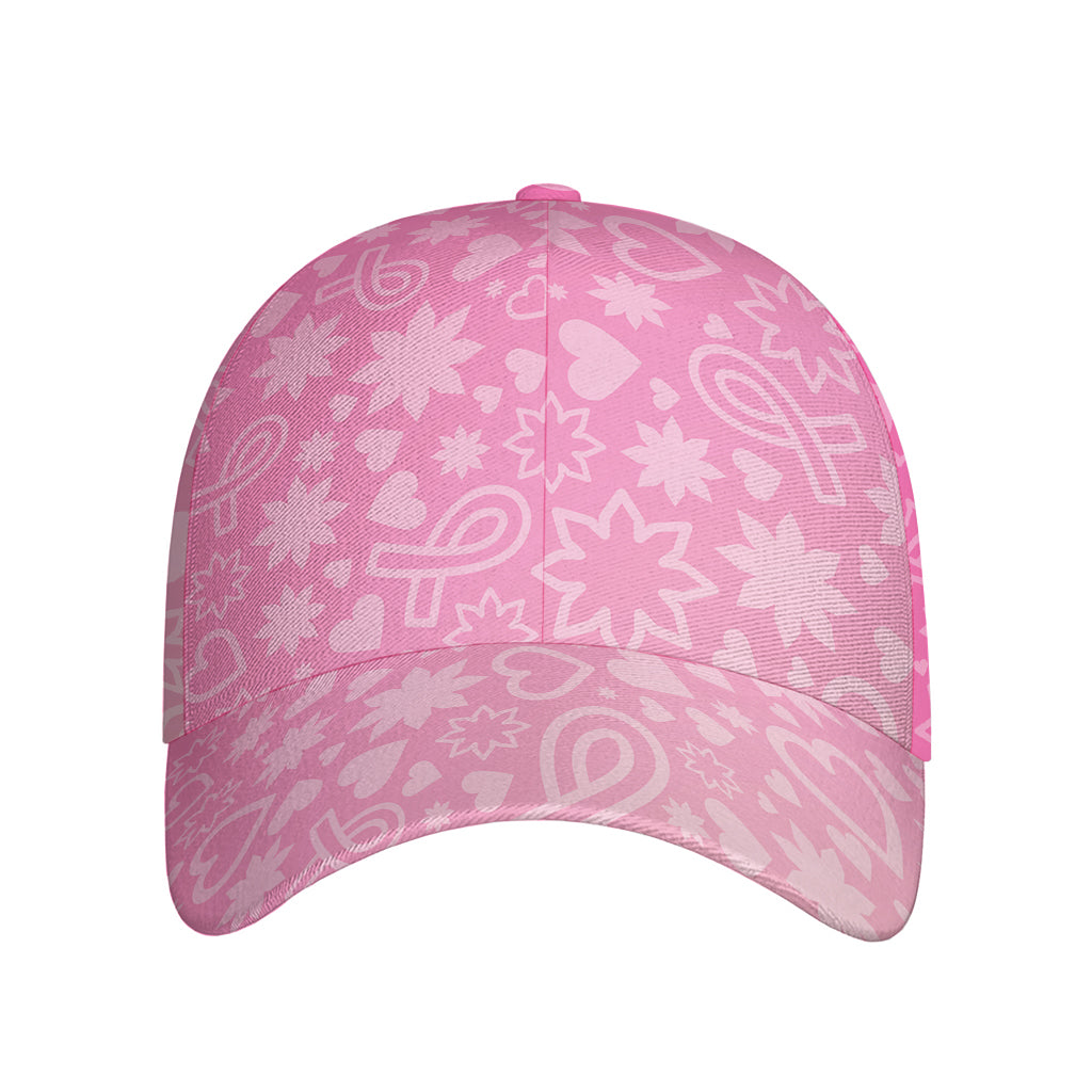 Cute Pink Breast Cancer Pattern Print Baseball Cap