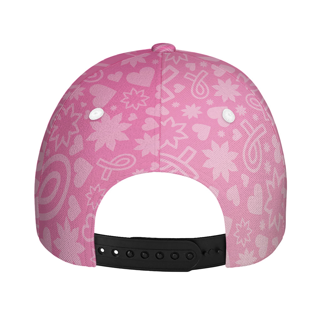 Cute Pink Breast Cancer Pattern Print Baseball Cap