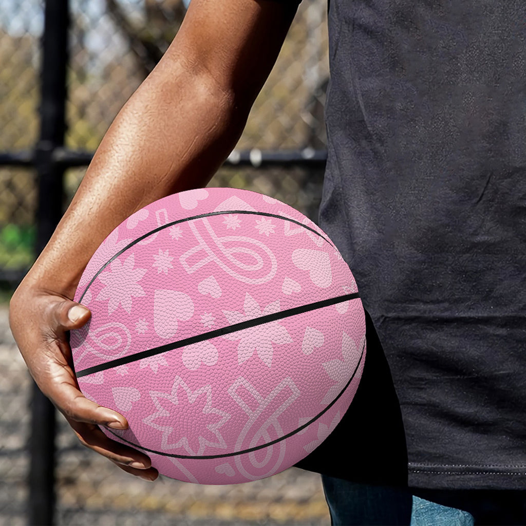 Cute Pink Breast Cancer Pattern Print Basketball
