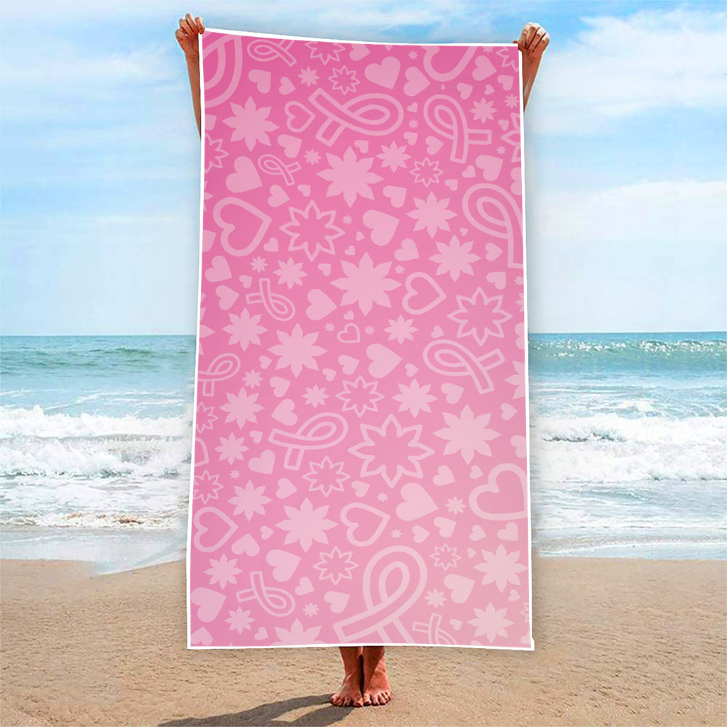 Cute Pink Breast Cancer Pattern Print Beach Towel