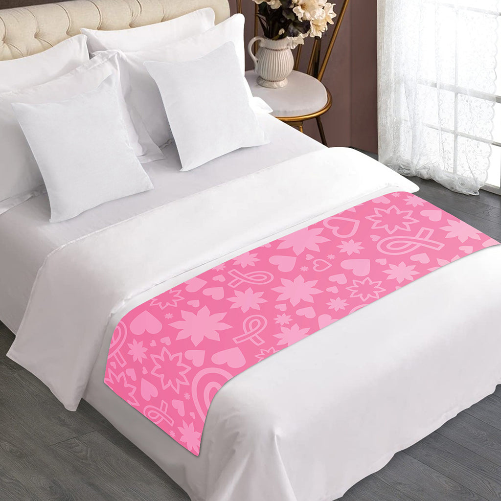 Cute Pink Breast Cancer Pattern Print Bed Runner