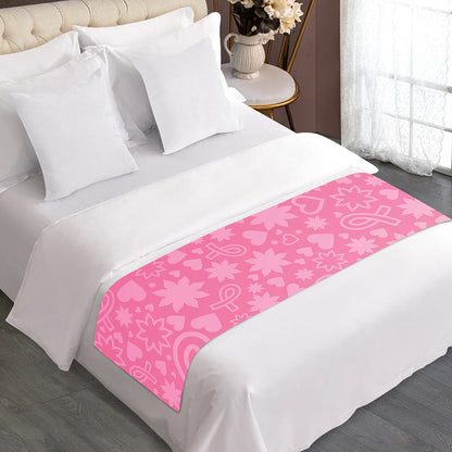 Cute Pink Breast Cancer Pattern Print Bed Runner