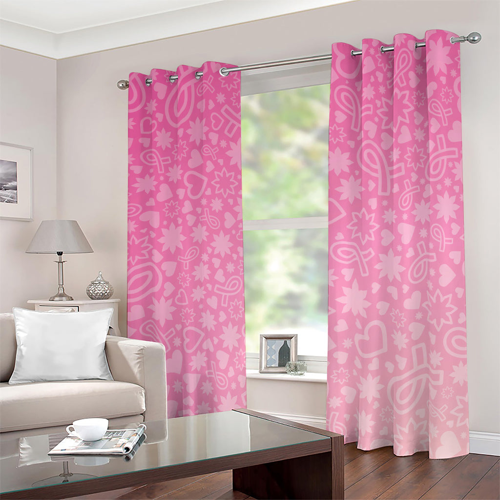 Cute Pink Breast Cancer Pattern Print Blackout Grommet Curtains