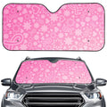 Cute Pink Breast Cancer Pattern Print Car Windshield Sun Shade