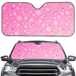 Cute Pink Breast Cancer Pattern Print Car Windshield Sun Shade