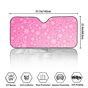 Cute Pink Breast Cancer Pattern Print Car Windshield Sun Shade