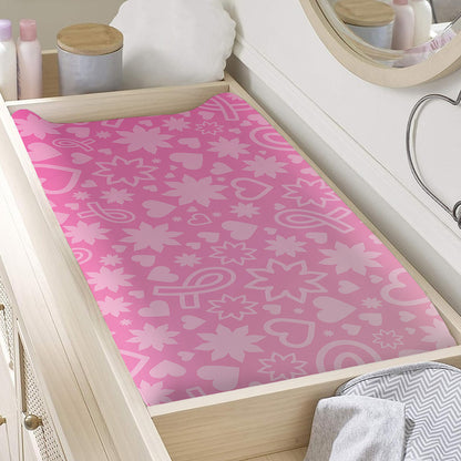 Cute Pink Breast Cancer Pattern Print Changing Pad Cover
