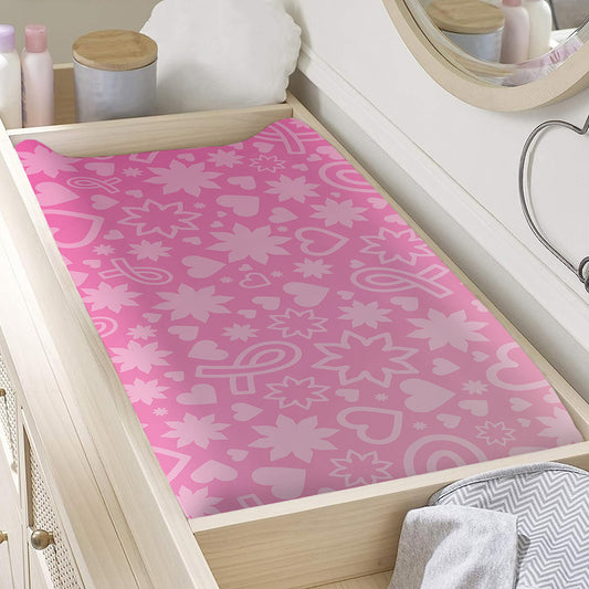 Cute Pink Breast Cancer Pattern Print Changing Pad Cover