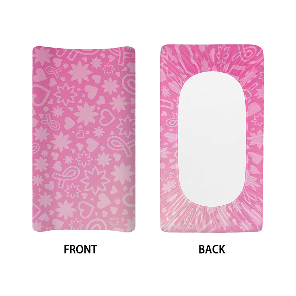 Cute Pink Breast Cancer Pattern Print Changing Pad Cover