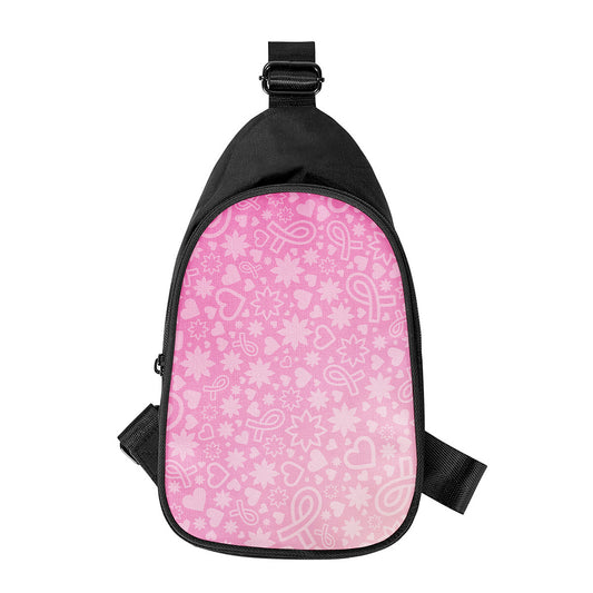 Cute Pink Breast Cancer Pattern Print Chest Bag