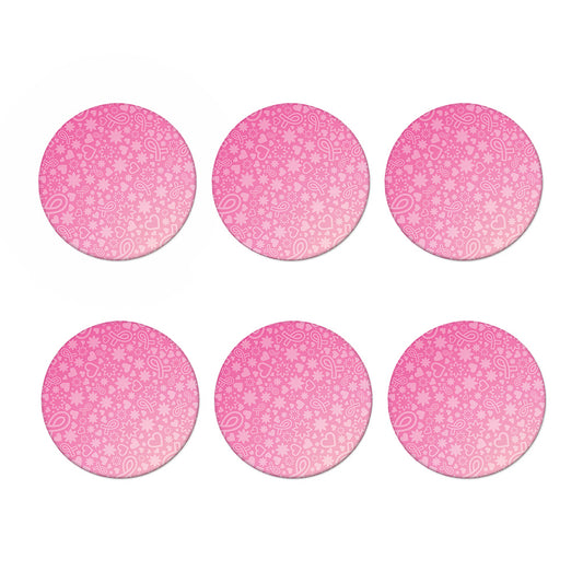 Cute Pink Breast Cancer Pattern Print Coaster Set